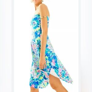 EUC Lily Pulitzer Loleta Strapless Asymmetrical Hem Stretch Knit Dress,XXS